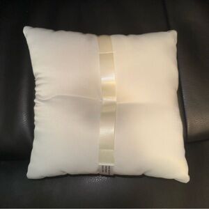 His & Hers Elegant Cream Ring Pillow with Satin Ribbon